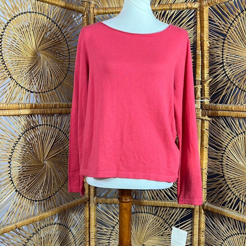 NWT 100% cotton knit Liz Claiborne lightweight long sleeved sweater, size L